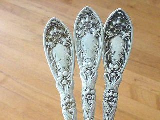3 Narcissus Daffodil Oxford Silverplate Dinner Fork 7 3/8 " Art Nouveau 1908