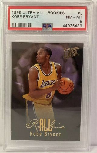 1996 - 97 Kobe Bryant Fleer Ultra All - Rookies 3 Rc Psa 8 Lakers Hof Low Pop Rare