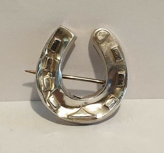 Antique Victorian Sterling Silver Lucky Horseshoe Brooch - Hallmarked 1890