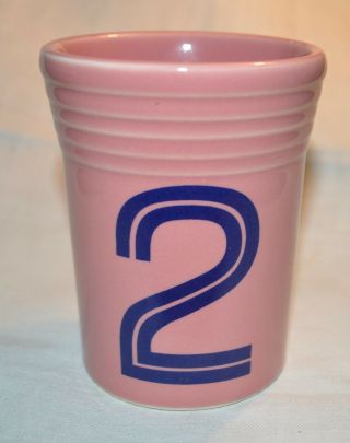 Vtg Fiesta Pink Juice Tumblers With Rare " 2 " Graphic - Fiestaware
