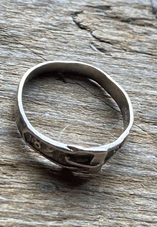 Victorian Men’s Women’s Silver Buckle Ring 925 Antique Love Token