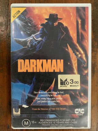 Darkman Rare Australian Vhs Video Cult 80s Horror Movie Sam Raimi Superhero