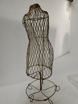 Vintage Wire Metal Dress Form Mannequin Table Top Decorative Jewelry Display