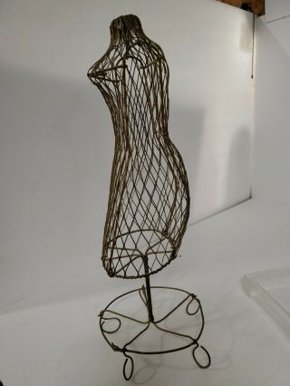 VINTAGE Wire Metal Dress Form MANNEQUIN Table Top Decorative Jewelry Display 2