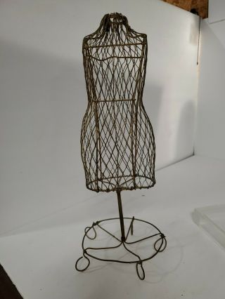 VINTAGE Wire Metal Dress Form MANNEQUIN Table Top Decorative Jewelry Display 3