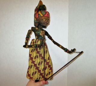 Wooden Wayang Golek Indonesian Bali Java Marionette Stick Pole Puppet Asian