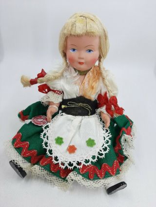 Vintage German Doll Trachten Puppen Costume Blond Braids 8 1/2 "