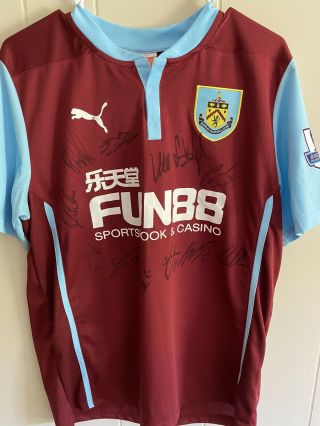 Rare Burnley Fc Squad Autographed Signed Jersey Shirt Epl Large 2014 - 15