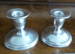 Two Vintage International Sterling Silver Candle Holders 3 " X3 1/2 " Weighted
