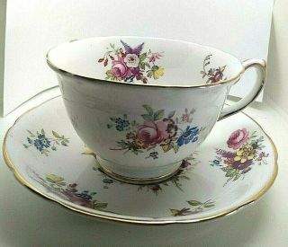 Antique Hammersley Floral Flowers Rose Bone China Teacup And Saucer