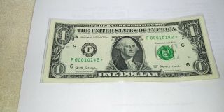 $1 Bill 2017 Star Note - Very Rare Low 250k Run Serial Number 00010142