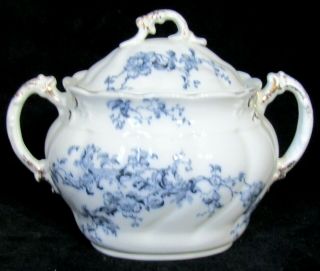 Antique Wh Grindley England Victorian China Large Sugar Bowl - Ideal Pattern