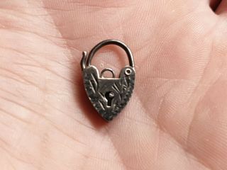 Antique Victorian Sterling Silver Heart Lock For Charm Bracelet
