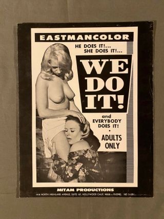 We Do It 1970 Sexploitation Movie Exhibitors Book - Rare