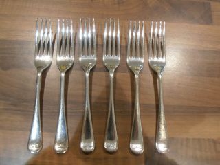 Set Of 6 Antique Silver Plated 19cm Table Forks