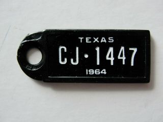 1964 Texas Dav Key Chain License Plate Tag Plastic C J 1447 Rare