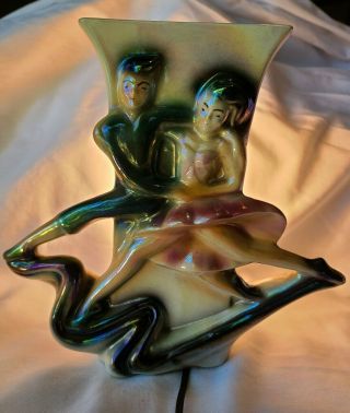 Vintage Rare Mid Century Ballerina Couple Pottery Planter Vase Tv Lamp Light