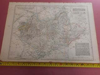100 Large Leicestershire Map By Cassell C1863 Coloured Railways
