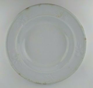 Antique Ironstone Alfred Meakin England White Moss Rose Pattern Soup Bowl