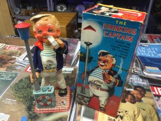 S&e Amico " The Drinking Captain " Rare Vintage Animatronic Toy Japan Box
