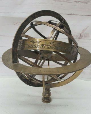 A Paris Chez G Gobille Armillary Sphere Brass Globe Astrology Signs No Base