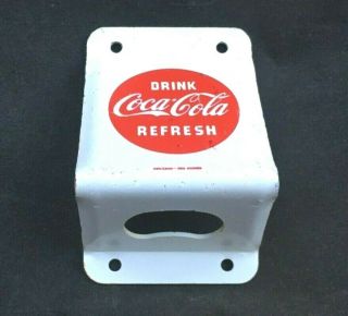 Vintage Drink Coca Cola Refresh Wall Bottle Opener Rare Old Advertising Sign