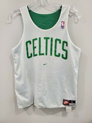 Rare Vtg 90s Nike Nba Boston Celtics Reversible Practice Jersey Youth L Green