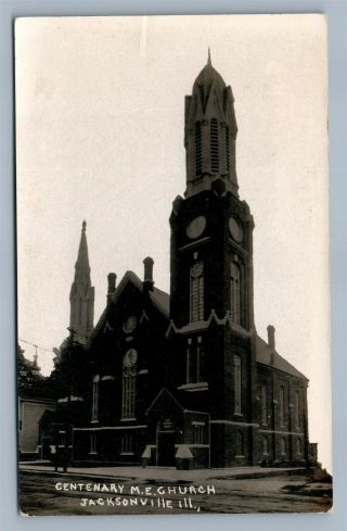 Jacksonville Il M.  E.  Church Antique Real Photo Postcard Rppc