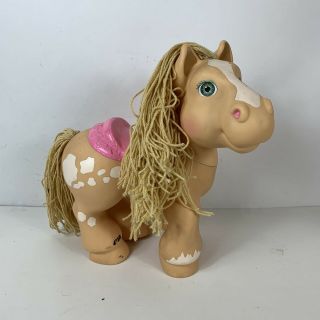 Vintage Cabbage Patch Crimp And Curl Brown Horse,  Pink Saddle,  Green Eyes