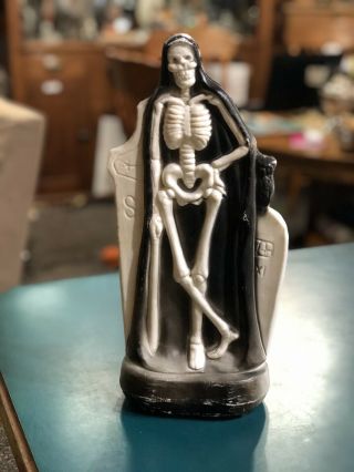 Rare Vintage Grim Reaper Halloween Blow Mold Tabletop Skeleton General Foam
