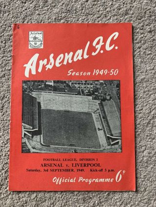 Rare Arsenal V Liverpool Programme,  1949,  Division 1,  1950 Fa Cup Final Teams