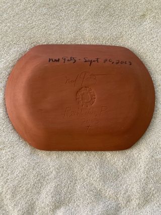 Rare 2003 Ned Foltz Pottery Redware Signed Plate Halloween House Pumpkins 3
