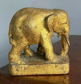 Antique 19th C Carved Gilt Wood Elephant Statue - Oriental / Chinese / Thai