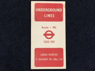 Rare 1943 London Underground Lines Tube Ww2 Schedule Map 1