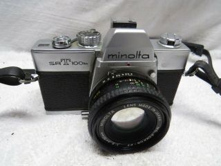 Rare Camera & Lens Minolta Srt - 100b Camera W/ 1:2 F=50mm Rokkor - Pf Lens