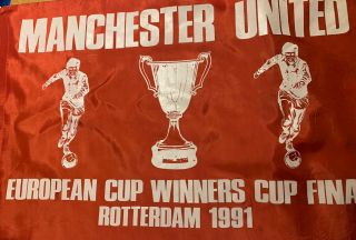 Manchester United Rotterdam Cup Final V Barcelona Football Fans Flagvery Rare 91