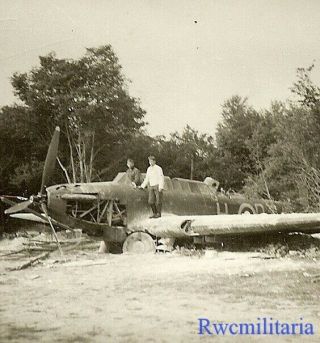 Rare German Troops W/ Shot Down British Raf Battle Bomber In Field; 1940