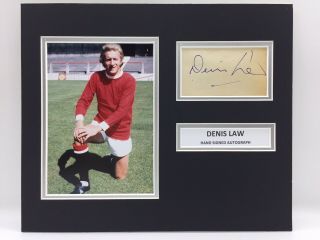 Rare Denis Law Manchester United Signed Photo Display,  Autograph Man Utd