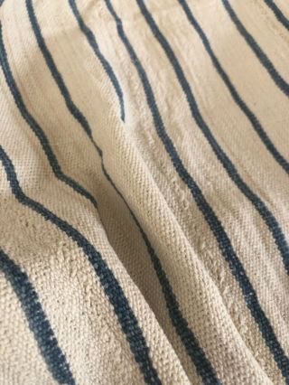 Antique Grain Sack Fabric Blue Stripe Grainsack Hemp Linen Bolt 50” X 66”
