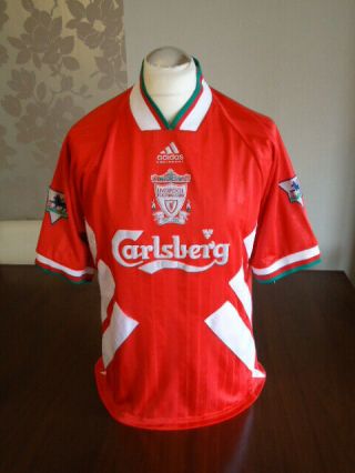 Liverpool 1993 Adidas Home Shirt Large Adults & Pl Patches Rare Vintage