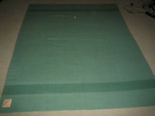 VINTAGE HUDSONS BAY 3.  5 POINT 100 WOOL BLANKET 80 X 62 INCHES RARE TEAL COLOR 3