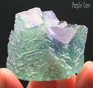 93g Rare Ladder - like Green‘Purple core’ Fluorite Crystal Mineral Specimen/China9 3