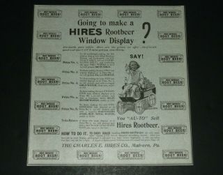 Rare Orig 1900 Antique Hires Rootbeer Soda Window Display Ad Malvern Pa