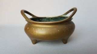 Chinese Bronze Censer With Twin Handles / Xuande Mark