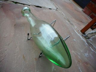 Antique 19th C Marble Green Hamilton / Torpedo Glass Bottle