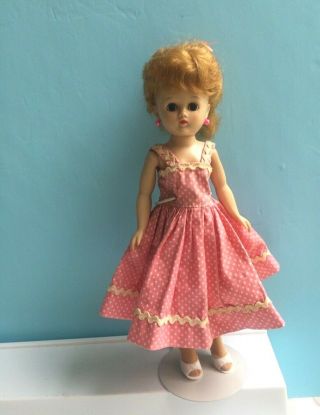 Vintage Vogue Jill Doll Auburn Hair With Tagged Dress 1957,