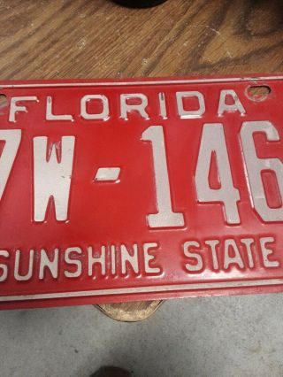 RARE 1968 1969 Florida License Plate 57w - 1464 Sunshine State Okeechobee County 3