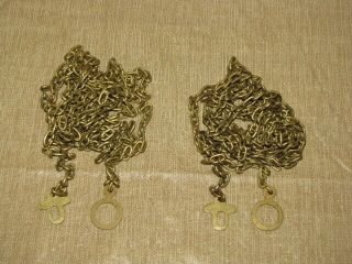 Antique Grandfather Clock Brass Chains (set Of 2)
