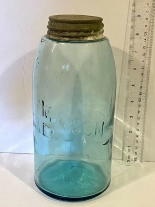 Rare 1/2 Gallon “mason” Jar With Lid - Root Boyd’s Millville Globe