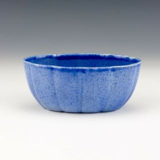 Antique Ashtead Pottery - Mottled Blue Glazed Sugar Bowl - Art Deco